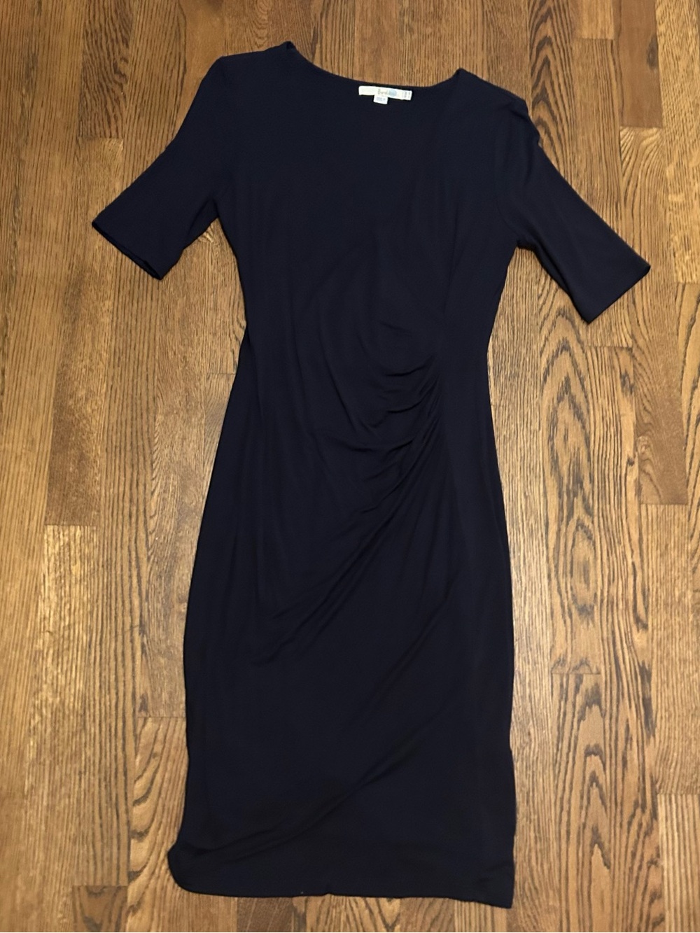 Boden Navy Midi Ruched Sheath Dress